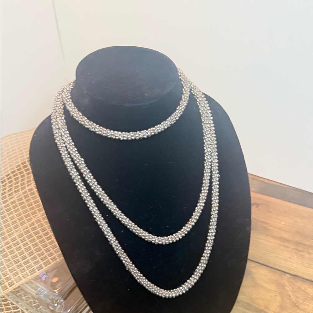 Long Silver Rope Necklace